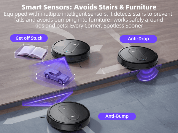 MONSGA Robot Vacuum Cleaner, 4000Pa Powerful Suction Robotic Vacuum, 3.2" Super-Slim, 140Min Runtime, Vacuum Robot for Hard Floor/Low Pile Carpet/Pet Hair, Remote/App/Voice Control, Schedule Clean