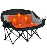 Oversized Camping Chairs for Adults - Heavy Duty Padded Outdoor Folding Lawn XL Camp Chair with Cup Holder Cooler Pockets for Outside Sports Beach Fishing Garden Portable Supports 500lbs, Black