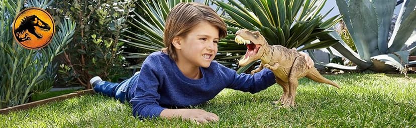 Mattel Jurassic World T. rex Dinosaur Toy with Sound & Movement, All-Out Attack Tyrannosaurus Rex Action Figure with Rampage Attack, Plus Digital Play