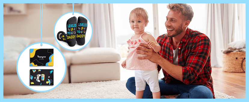 HAPPYPOP Family Gifts for Him - Gifts for New Dad Son Father, Novelty Socks for Men