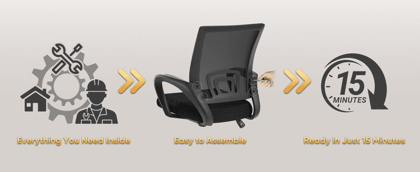 Magshion Ergonomic Office Desk Chair, Mid-Back Mesh Computer Chair, Swivel Chair with Breathable Backrest & Lumbar Support, Adjustable Height for Gaming, Work, Study, 300 Lbs Capacity, Black