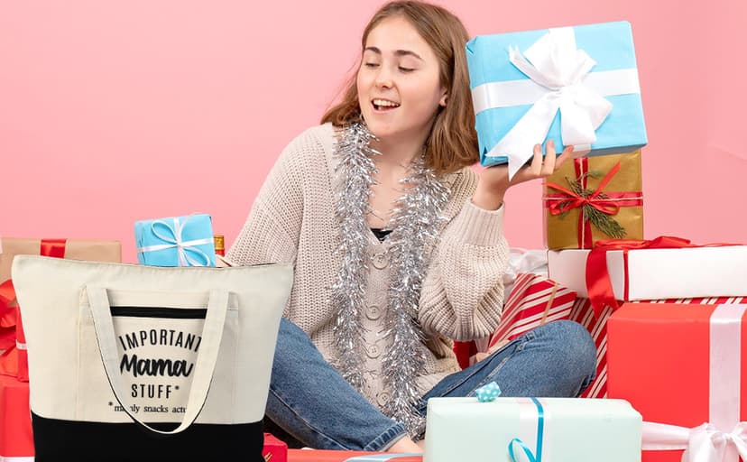 Grandma Brithday Canvas Tote Bag for Shopping Travel, Mothers day Gifts, Christmas Gifts for Grandma from Grandkids