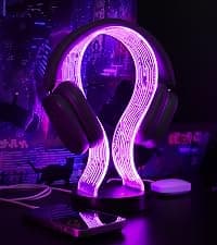 PCB Pattern Acrylic Headset Stand with 1 USB and 1 Type-C Charging Ports, Gifts for Men Boy Father Dad and DJ Music Lovers CoolGift Mart Light Up Headphone Stand, Gifts for Gamers B0DGKV973D