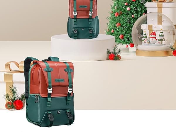 K&F CONCEPT 20L Camera Case for Photographers Large Capacity PU Leather Camera Bags with Raincover, 15.6 Inch Laptop Compartment for Camera Drone Bags