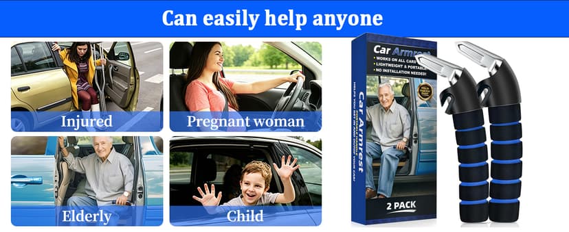 2Pack Car Door Handle for Elderly Car Handle Assist Support Multifunction for Seniors and Handicapped