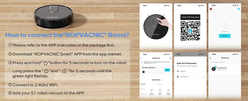 ROPVACNIC Robot Vacuum Cleaner Robot Vacuum and Mop Combo with 4000Pa Suction, Personalized Cleaning Adjustments, Self-Charging Robotic Vacuum Cleaner, Advanced Obstacle Avoidance