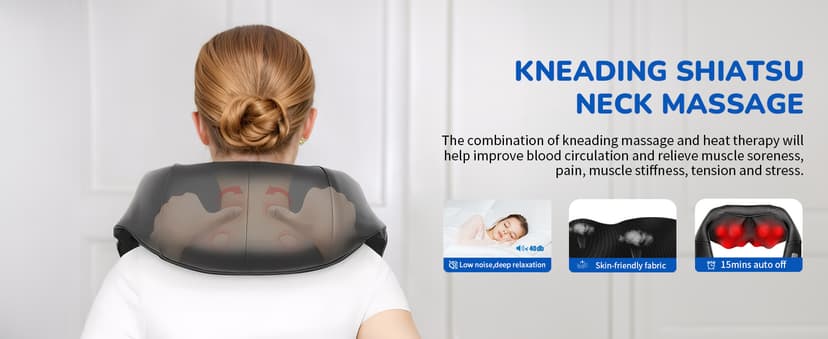 cotsoco Neck Massager,Shiatsu Shoulder and Back Massager with Heat, Electric Deep Tissue Massage Pillow for Body Muscle Pain Relief,Best Gifts Mom Dad Women Men,Home, Office Car Use