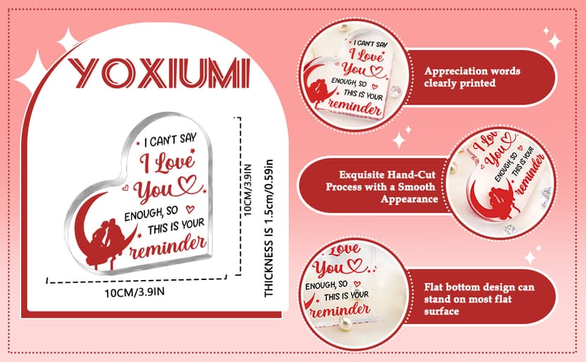 I Love You Gifts for Her Him Valentines Day Gifts for Girlfriend Wife Long Distance Relationship Gift for Gf Girlfriend Sweet Day Valentine Gift for Boyfriend Husband Loving Acrylic Sign