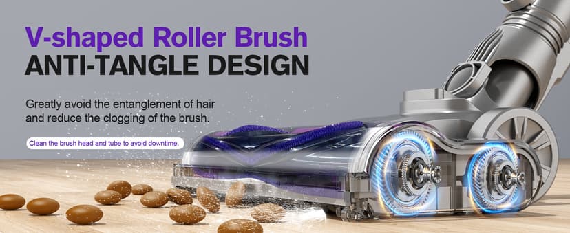 Cordless Vacuum Cleaner, Lightweight Stick Vacuum for Home, Handheld Cordless Vacuum for Hardwood Floor, Carpet & Pet Hair, Powerful Suction, Self-Standing, Purple