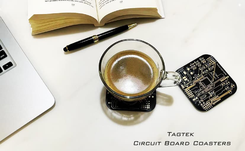 Coasters for Drinks in PCB-Design Green Coasters Decor with Immersion Gold Circuit Board for Coffee Table Bar Office Tech Gifts for Boyfriend Gamer Geek Engineer Dad Men Anniversary