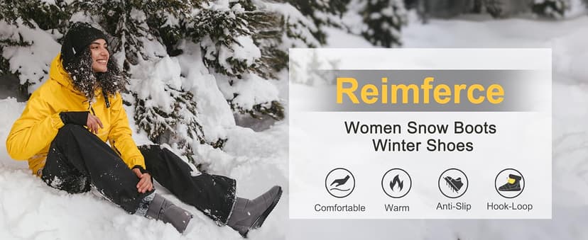 Reimferce Womens Snow Boots for Winter: Comfortable & Warm for All Day Wear - Waterproof Non Slip Booties for Commute Outdoor Walking