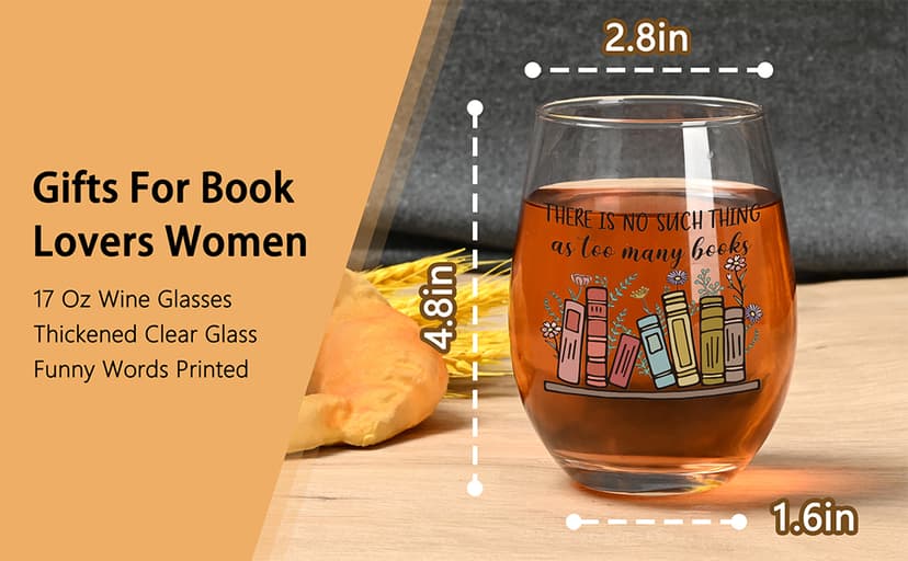 Futtumy Gifts for Book Lovers Women, Book Lover Wine Glasses 17oz, Gifts for Readers Book Lovers, Funny Reading Bookish Book Lovers Gift for Birthday Christmas Mother's Day