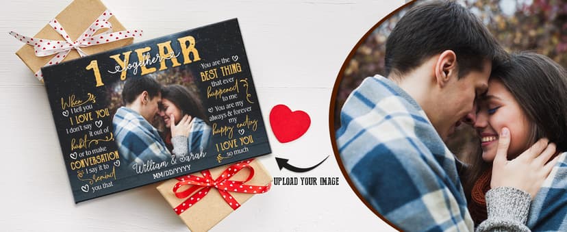 Dem Canvas Personalized Prints, Custom Photo and Name, Wedding Gifts for Couple, Anniversary Valentine Gift, Marriage Prayer Canvas, Engagement Gift (12x08)