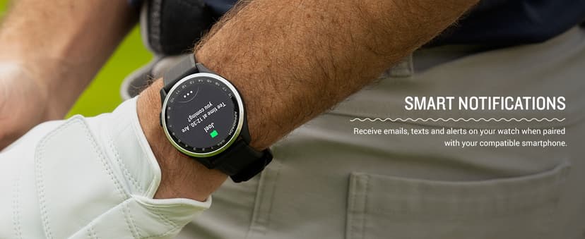 Garmin Approach® S44, Essential Golf GPS Smartwatch, AMOLED Display, On-Course Features, Silver Aluminum Bezel with Black Silicone Band