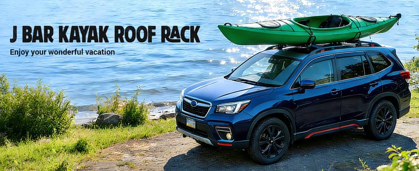 PIRIPARA Kayak Roof Rack 2 Pairs J-Bar Carrier Holder for Canoe, SUV, Cars, Truck, Surf Ski, Car Top Mount Racks for Trip, Set of 4