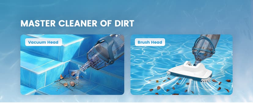 ENHULK Pool Vacuum for Above Ground Pools, 2025 Upgraded 13.4" Wide Head & Telescopic Pole, 18.5 GPM Suction, 60 Min Runtime, Cordless Handheld Rechargeable Pool Cleaner for Inground Pools (Blue)