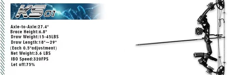 Compound Bow Set 15-45lbs for Pull Beginner and Teens Right Handed Adjustable 18"-29" Draw Length, 320 FPS Speed, Hunting Bow Archery Set New 2024