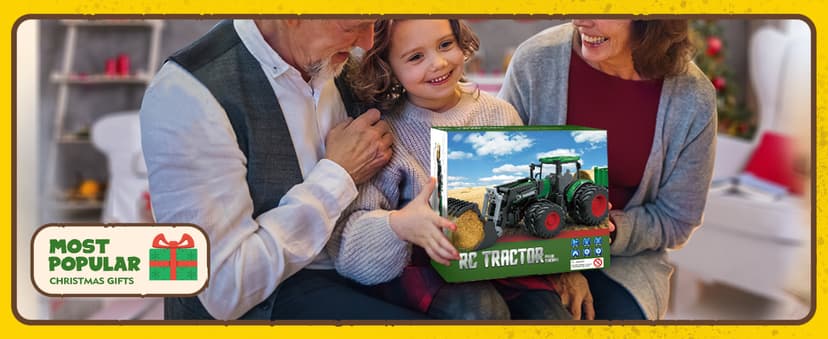 Remote Control Tractor Toy, Kids RC Tractor Set & Truck and Trailer Front Loader - Metal Car Head/8 Wheel/Light, Toddlers Farm Vehicle Toys for 3 4 5 6 7 8 9 Year Old Boys Girls Birthday Gift