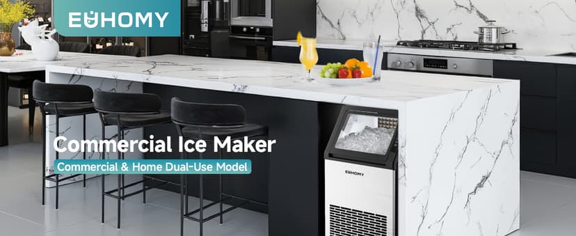 EUHOMY Commercial Ice Maker Machine,120lbs/24H Stainless Steel Under Counter Ice Machine with 33lbs Storage Bin, Freestanding Ice Maker for Home/Bar/Cafe/Restaurant