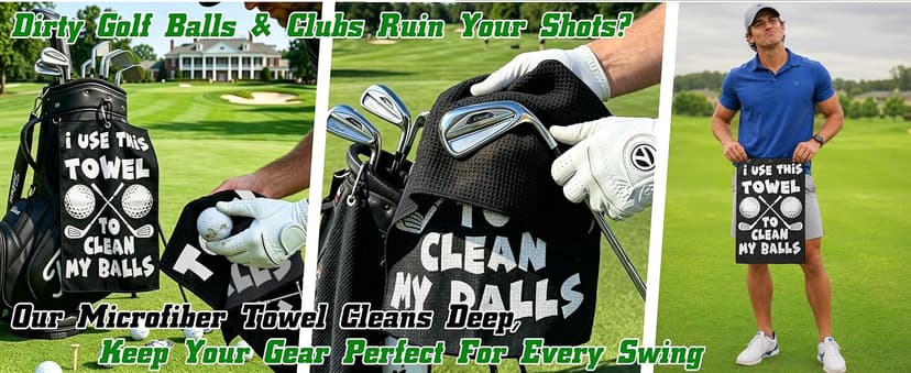 Premium Cleaning Towel for Golf Balls and Clubs; Easy To Attach to Golf Bags for Practice, Tournaments, and Daily Play Lihome Golf Accessories for Men, Funny Golf Towel, Golf Gifts for Men B0GX7CVYCL