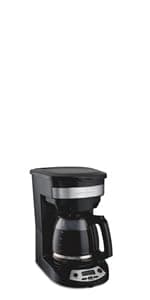 Hamilton Beach 2-Way 12 Cup Programmable Drip Coffee Maker & Single Serve Machine, Glass Carafe, Auto Pause and Pour, Black (49980R)