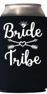 Veracco Groom's Drinking Team Can Coolie Holder Bachelor Party Wedding Favors Gift For Groomsmen Proposal (12, Wht Groom, Blk DT)