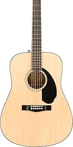 Fender Acoustic Guitar, with 2-Year Warranty, CD-60 Dreadnought V3 Classic Design with Rounded Walnut Fingerboard and Alloy Steel Strings, Glossed Black Finish, Spruce Top, Includes Hard-Shell Case