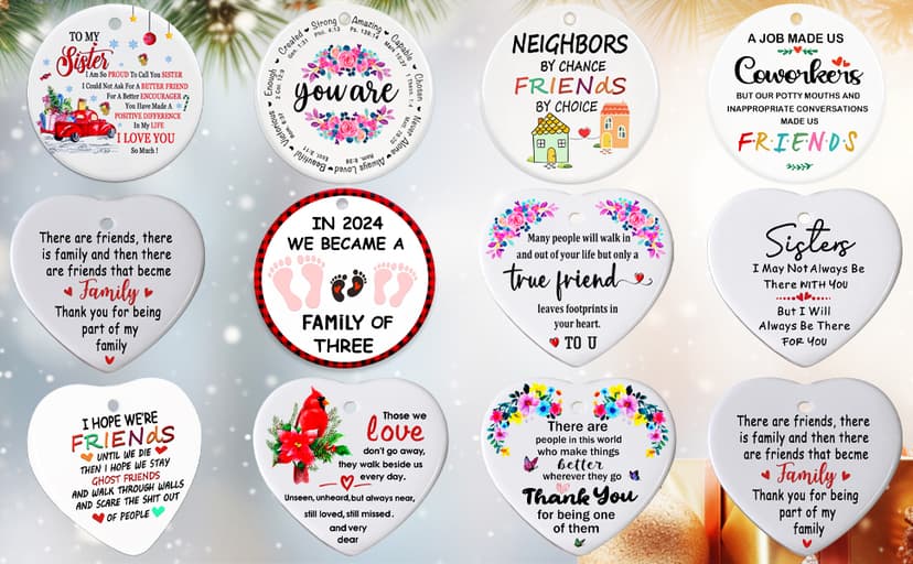 Sister Christmas Ornaments 2025,Sister Ornament for Christmas Tree,Best Sister Gifts,Friends Ornaments for Women,Friendship Gift for My Sister