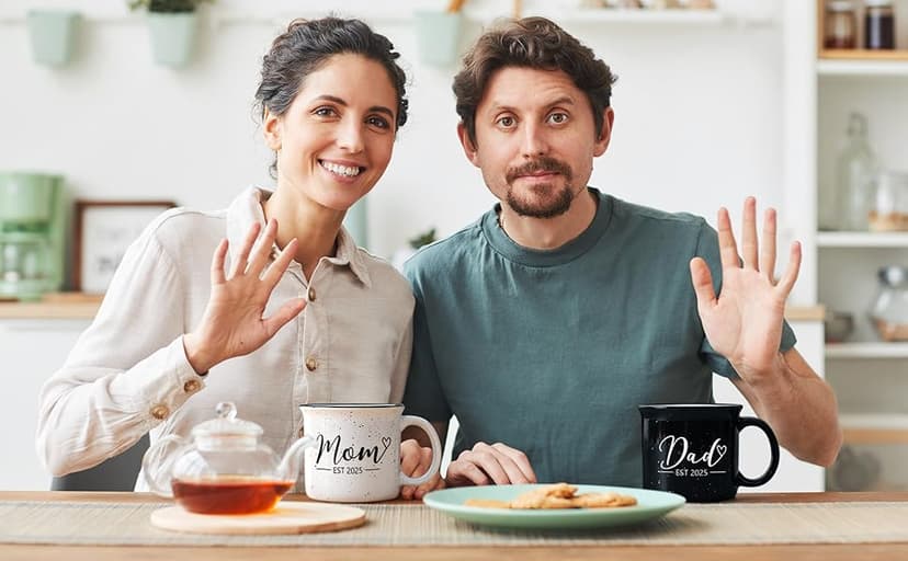 Maustic Mom and Dad Mugs, New Parents Gifts for Couples, New Mom and Dad Gifts for Expecting First Time Parents, 15 Oz