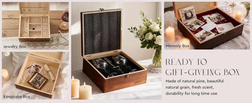 AW BRIDAL Wedding Gifts Bridal Shower Gifts Engagement Gift for Couples Newlyweds Mr & Mrs Wedding Wine Glasses Set of 2 - Wine Opener Wine Stopper with Engraved Wooden Keepsake Box