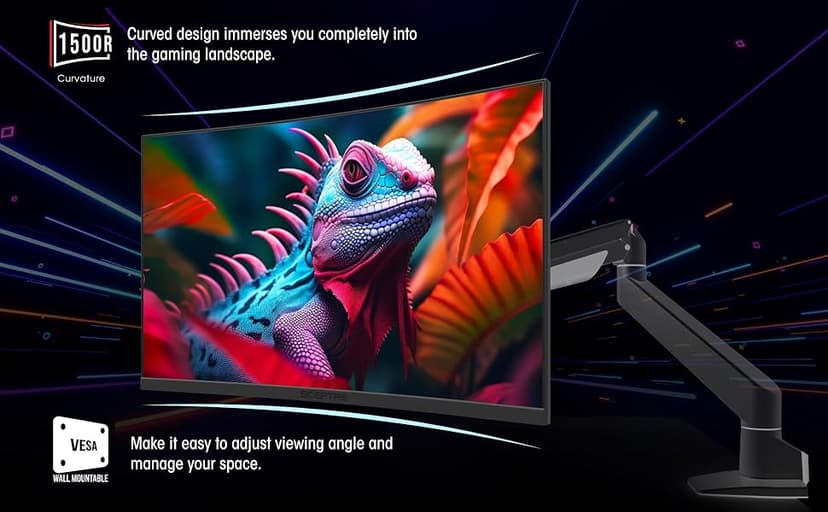 Sceptre Curved 27-inch Prime Gaming Monitor 1500R 100Hz HDMI X2 DisplayPort 1ms 100% sRGB, Build-in Speakers Machine Black 2025 (C275W-FW100T Series)