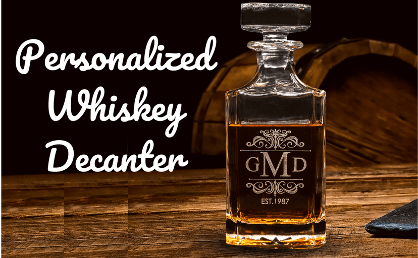 Engraved whiskey gift for dad, husband, groom, groomsmen, Father’s Day, weddings, birthdays, or retirement Personalized Whiskey Decanter Set, Custom Design B0BTF846SP
