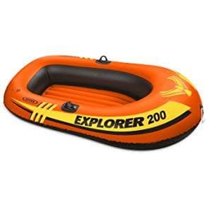 INTEX Explorer Inflatable Boat Series: Dual Air Chambers – Welded Oar Locks – Grab Handles – Bow Rope – Sporty Design