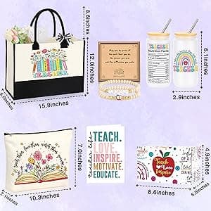 Teacher Appreciation Gifts for Women, End of Year Thank You Gifts for Teachers Basket Set of 5