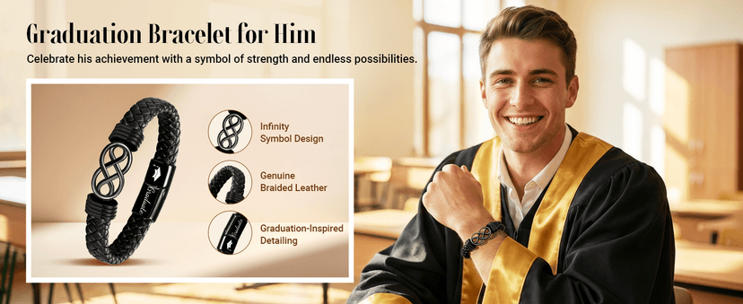 HAPPYPOP Graduation Gifts 2026 – 5-Piece Gift Box with Glass Cup, Bracelet, Keychain, Socks & Congrats Card for Men Him B0GMJJNMZ3
