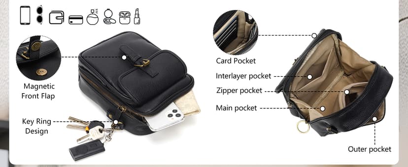 Pelimoo Small Crossbody Bags for Women Vegan Leather Messenger Purses, Vintage Wallet Anti Theft Shoulder Handbags with Card Slots