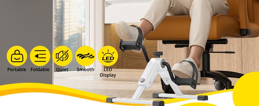 MOMODA Under Desk Bike Pedal Exerciser with LCD Display Portable Mini Exercise Bike for Arm and Leg
