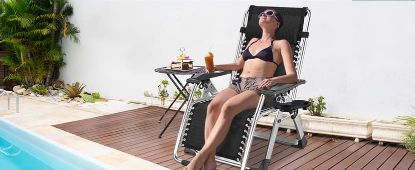 Slsy Zero Gravity Chair, Reclining Lounge Chair with Removable Cushion & Tray for Indoor and Outdoor, Patio Recliner Folding Reclining Chair