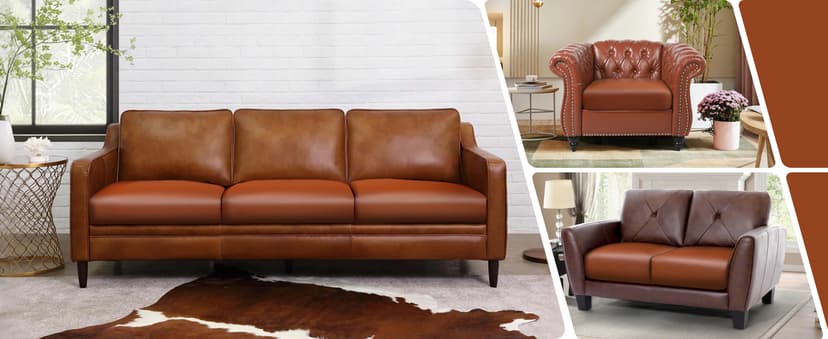 Fuloon Faux Leather Couch Cushion Slipcover, Waterproof Stretch Covers for Sofa, RV Chair Seat Cover, Individual Loveseat Couch Cushion Replacement, PU Leather Sofa Slipcovers(3 Pack, Brown)