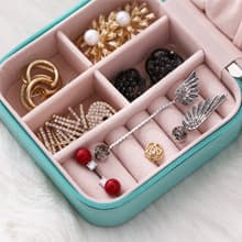 TRODANCE Mini Jewelry Travel Case, Small Portable Jewellry Organizer Box Portable Display Storage Box for Rings Earrings Necklaces, Gifts for Girl, Women, Wedding, Birthday, Mom, Mother's Day (Blue) B09631PYPT