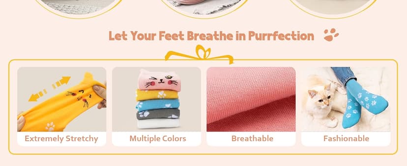 Cat Socks Stocking Stuffers for Women: Unique Funny Cute Cat Lover Gifts Novelty Comfy Animal Socks for Women, Christmas Xmas Gifts for Ladies Mom Wife Her Girlfriend Teen Girls Birthday Gift Ideas B0FM88P2PP