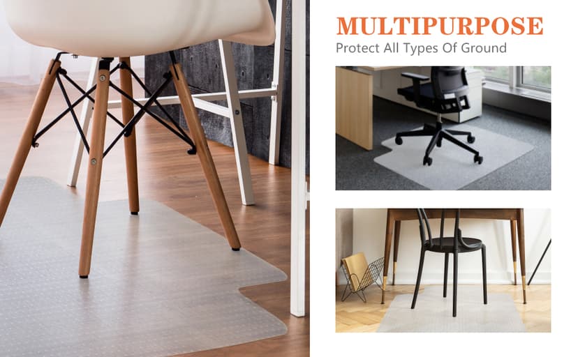 SUPER DEAL Upgraded 48" X 36" Office Chair Mat for Carpet Floor, Non-Slip Under Desk Carpeted Floor Protector, Heavy Duty Clear Plastic Carpet with Lip for Home Office Gaming Chair