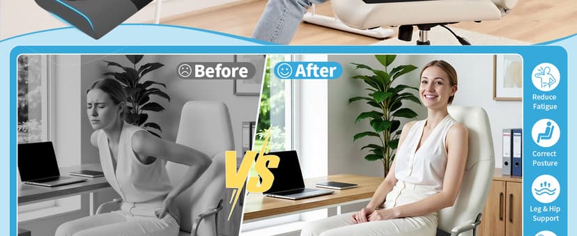 TranquilRelax Large Seat Cushion, Memory Foam Cushion for Long Sitting Hours on Office Chair, Car Seat, Non-Slip Chair Pad for Sciatica, Coccyx, Tailbone Pain Relief & Post-Surgery Recovery (Black)