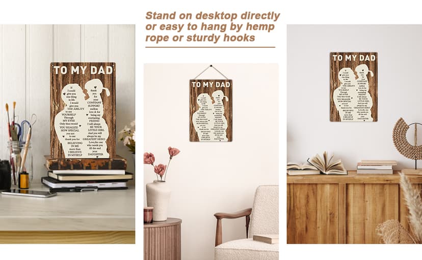 Gifts for Dad from Daughter Wife,12x8Inch Metal Tin Sign Novelty Vintage Plaque Decorative Gifts for Dad Husband,Meaningful Christmas Anniversary Birthday Father's Day Presents for Daddy Stepfather