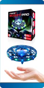 Force1 Scoot Pro Hand Operated Drone for Kids or Adults- Induction Hands Free Motion Sensors Mini Drones with Bright LED Projection, 360 Flips, Easy Indoor Small UFO Flying Orb Ball Drone Toy for Boys Girls