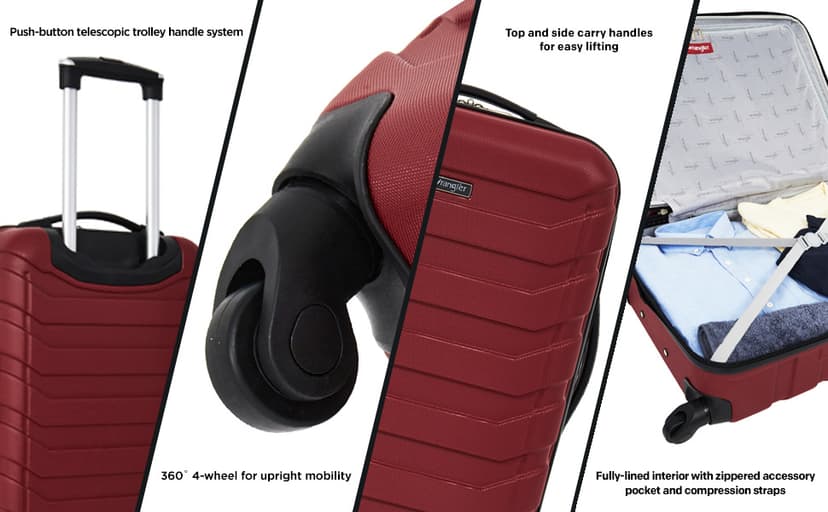 Wrangler 4 Piece Miami Luggage and Packing Cubes Set, Olive Green