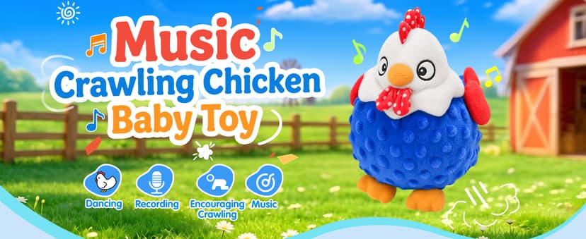 Baby Crawling Toys 40 Songs, USB Rechargeable Moving Toy for Tummy Time, Sensory Play & Baby Shower & 1 Year Old Gifts SAIMAND Baby Toys 12+ Months-Musical Moving Plush Chicken with Voice Replay B0GZ2SP7WS
