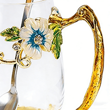 Best Gifts For Women Mom Blue Glass Coffee Tea Mug Unique Birthday Christmas Gift For Women Who Have Everything, Gift For Her Tea Cup with Spoon Sets (Blue-Tal) B0FJ6PFX9X