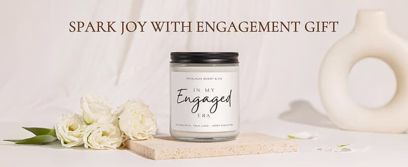 Engagement Gifts for Couples – Lavender Scented Candle for Relaxation & Stress Relief (7oz) – Just Engaged Gifts for Her, Bride to Be, Fiance, Engagement Party Decorations, Handmade
