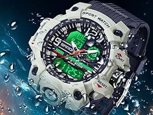 findtime Women's Sport Watch Digital Waterproof Watches Military Watches Analog Outdoor Wrist Watch LED Luminous Alarm Stopwatch Dual Time Wristwatch